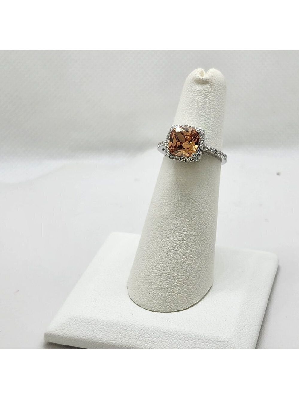 Brand New Sterling Silver 925 Orange Gemstone Ring
